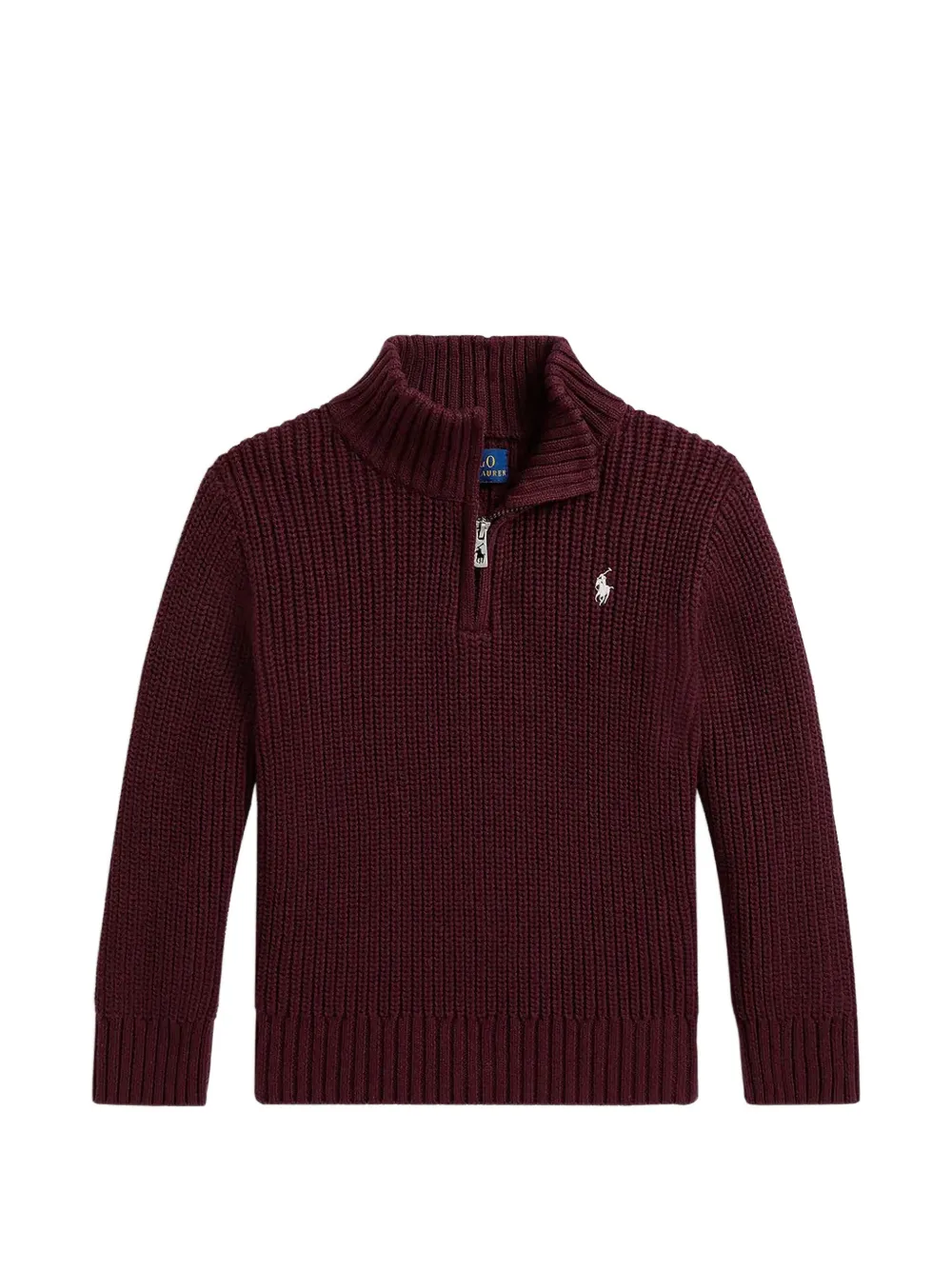 POLO RALPH LAUREN KIDS cotton quarter-zip jumper - Rosso
