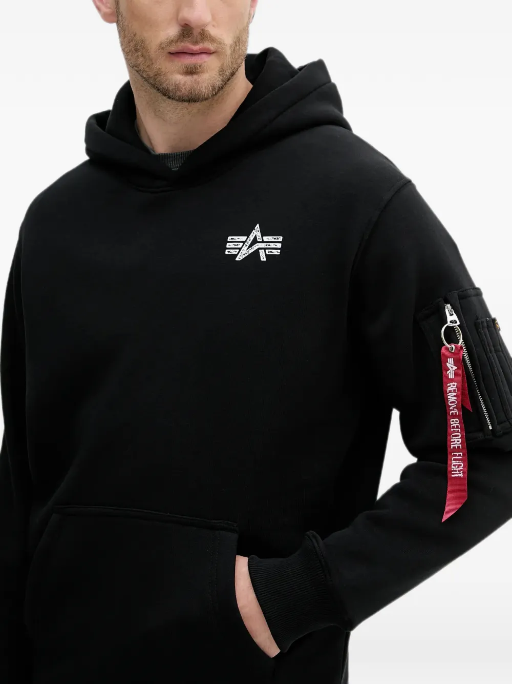 Alpha Industries Hoodie met logoprint en ritszak Zwart
