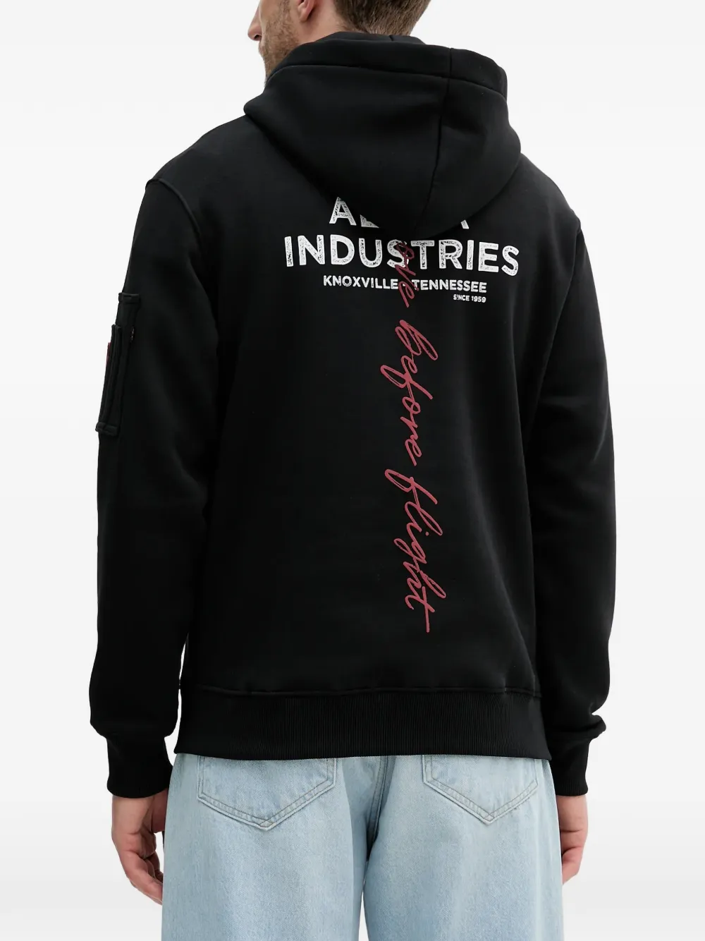 Alpha Industries Hoodie met logoprint en ritszak Zwart