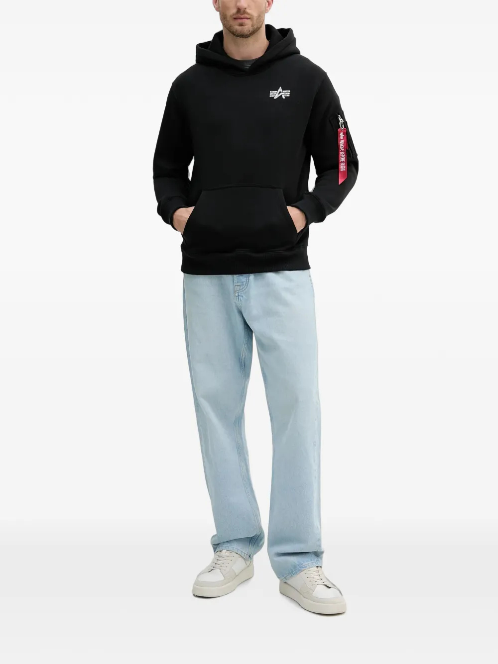 Alpha Industries Hoodie met logoprint en ritszak Zwart
