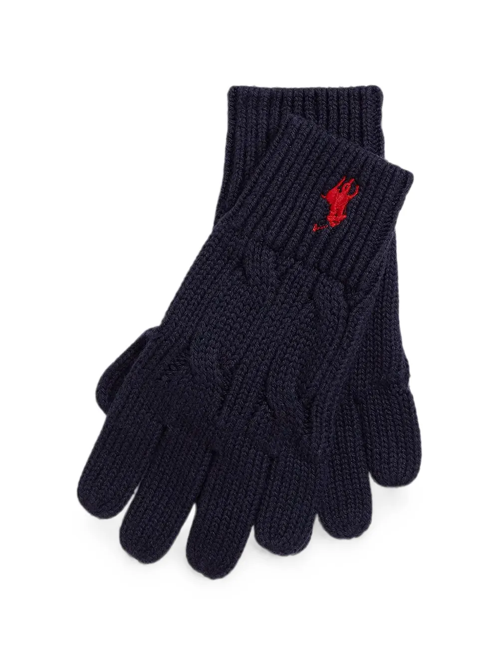 POLO RALPH LAUREN KIDS Kabelgebreide handschoenen met geborduurd logo Blauw