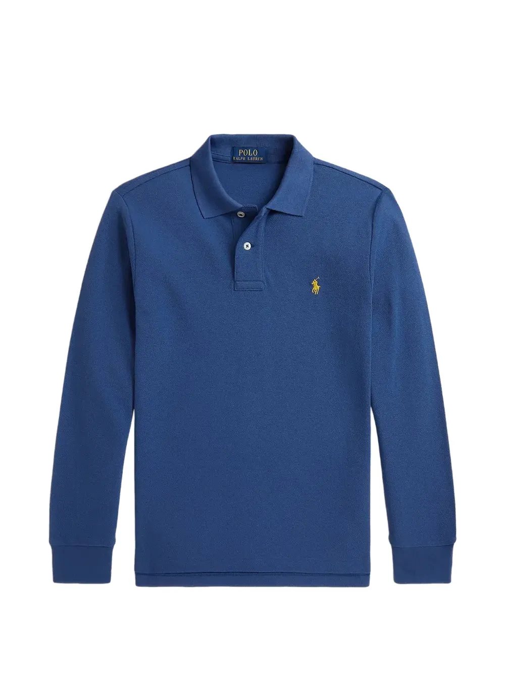 POLO RALPH LAUREN KIDS cotton mesh long-sleeve polo shirt - Blu
