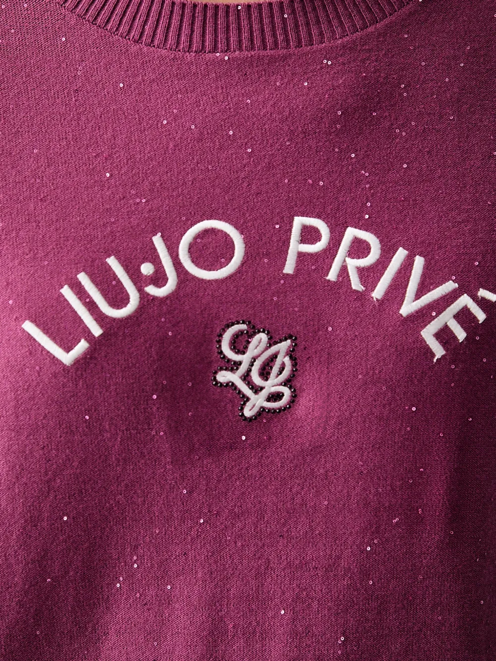 LIU JO Trui verfraaid met pailletten en geborduurd logo Paars