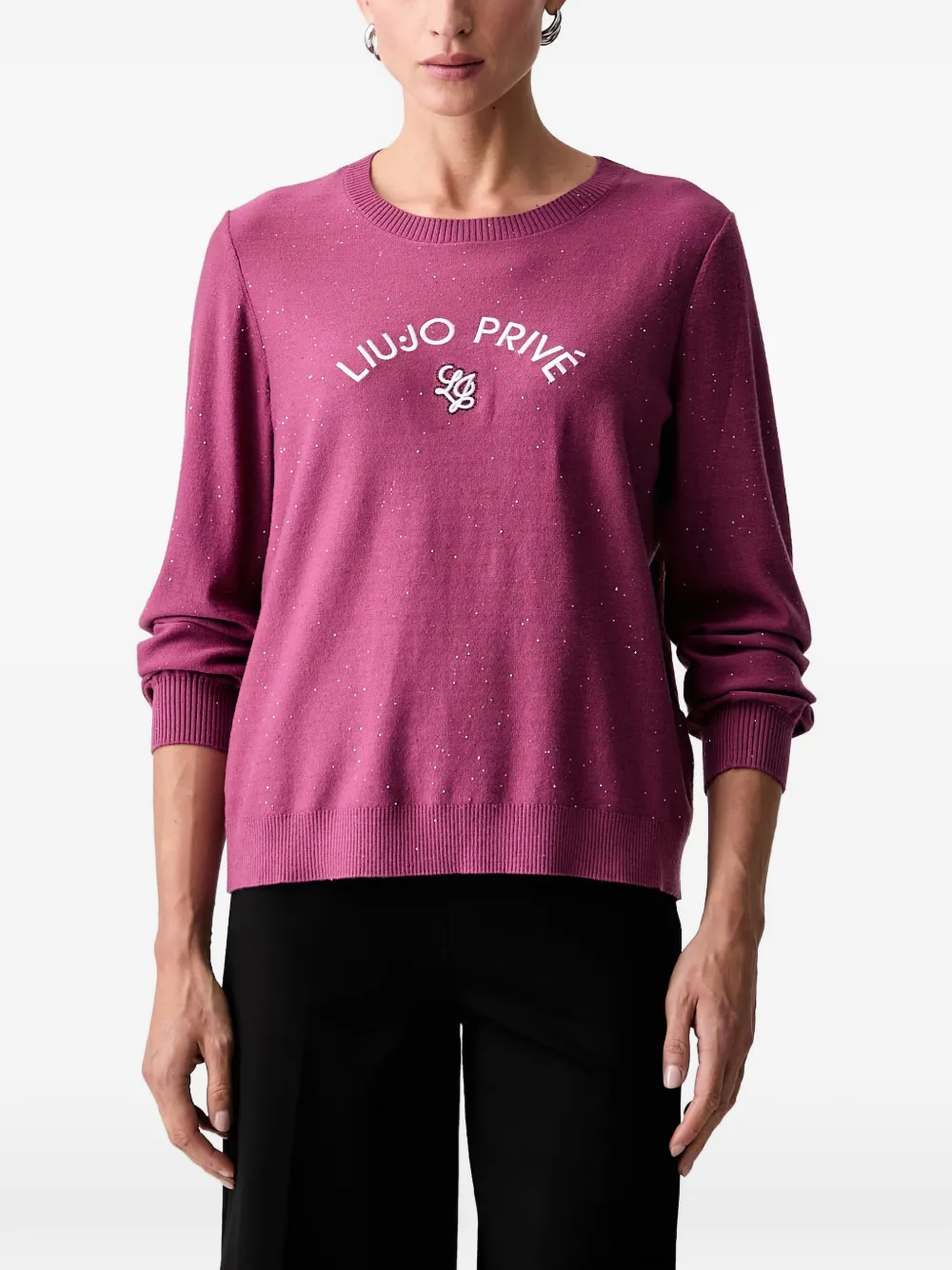LIU JO sequin-embellished logo-embroidered sweater - Violett