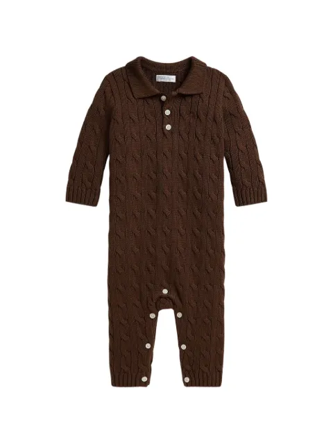 POLO RALPH LAUREN KIDS cable-knit cotton Polo coverall