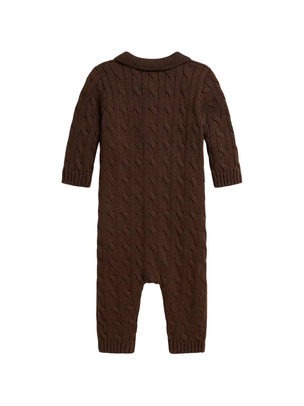 POLO RALPH LAUREN KIDS Kabelgebreide katoenen romper Bruin
