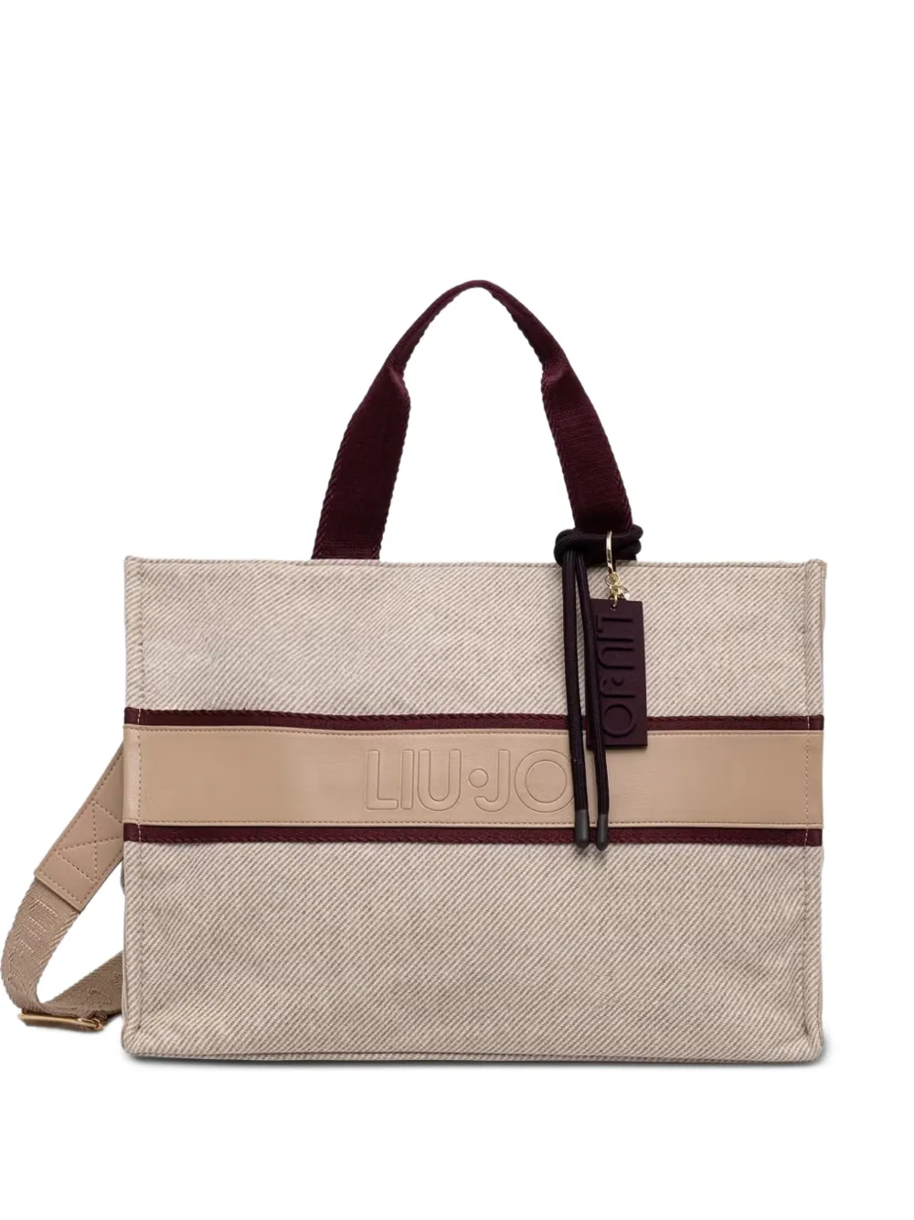 LIU JO large tote bag in cloth - Toni neutri