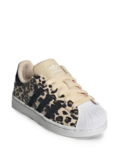 adidas Kids Superstar II leopard-print sneakers
