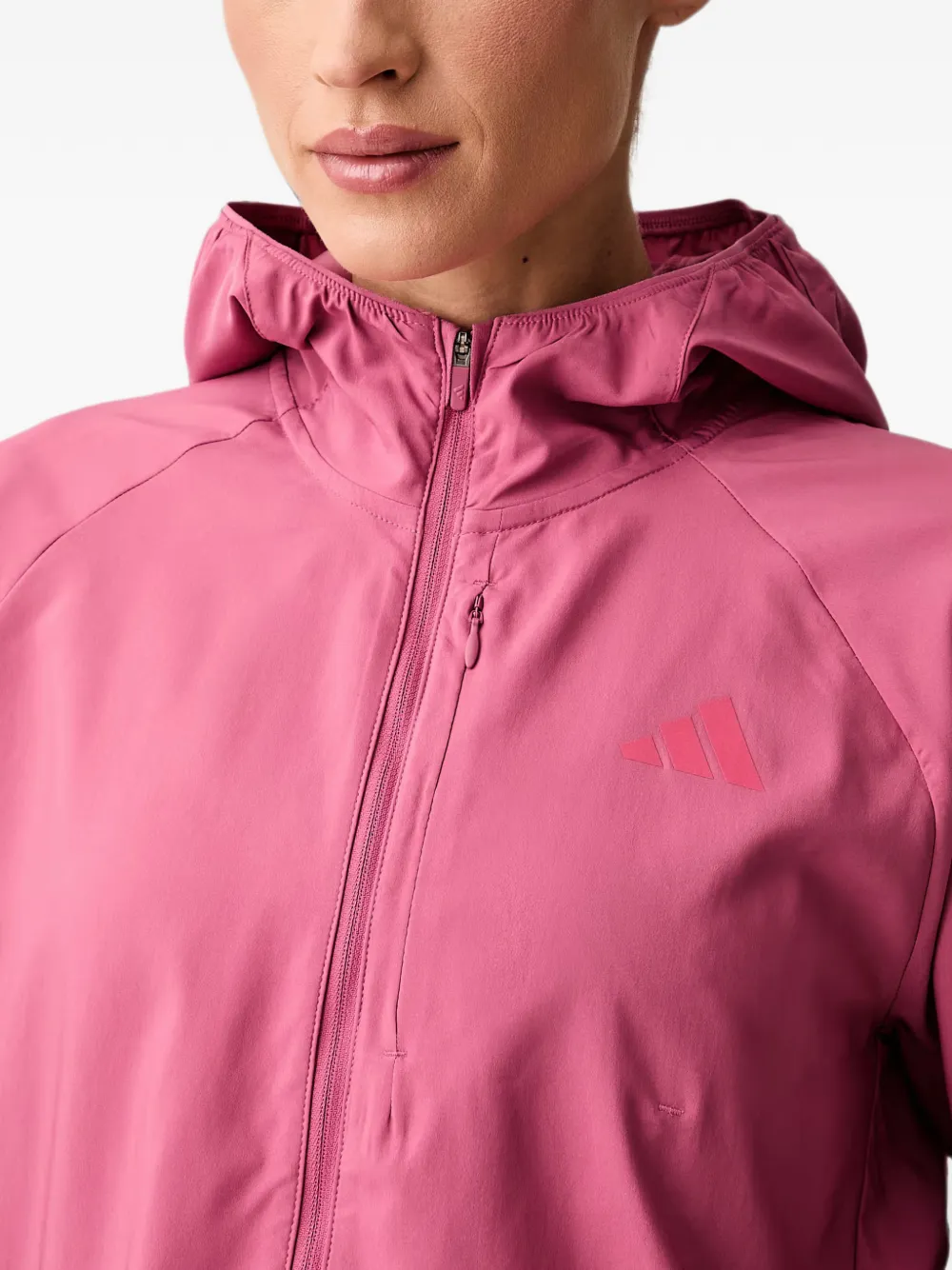 adidas hooded logo-print jacket Roze