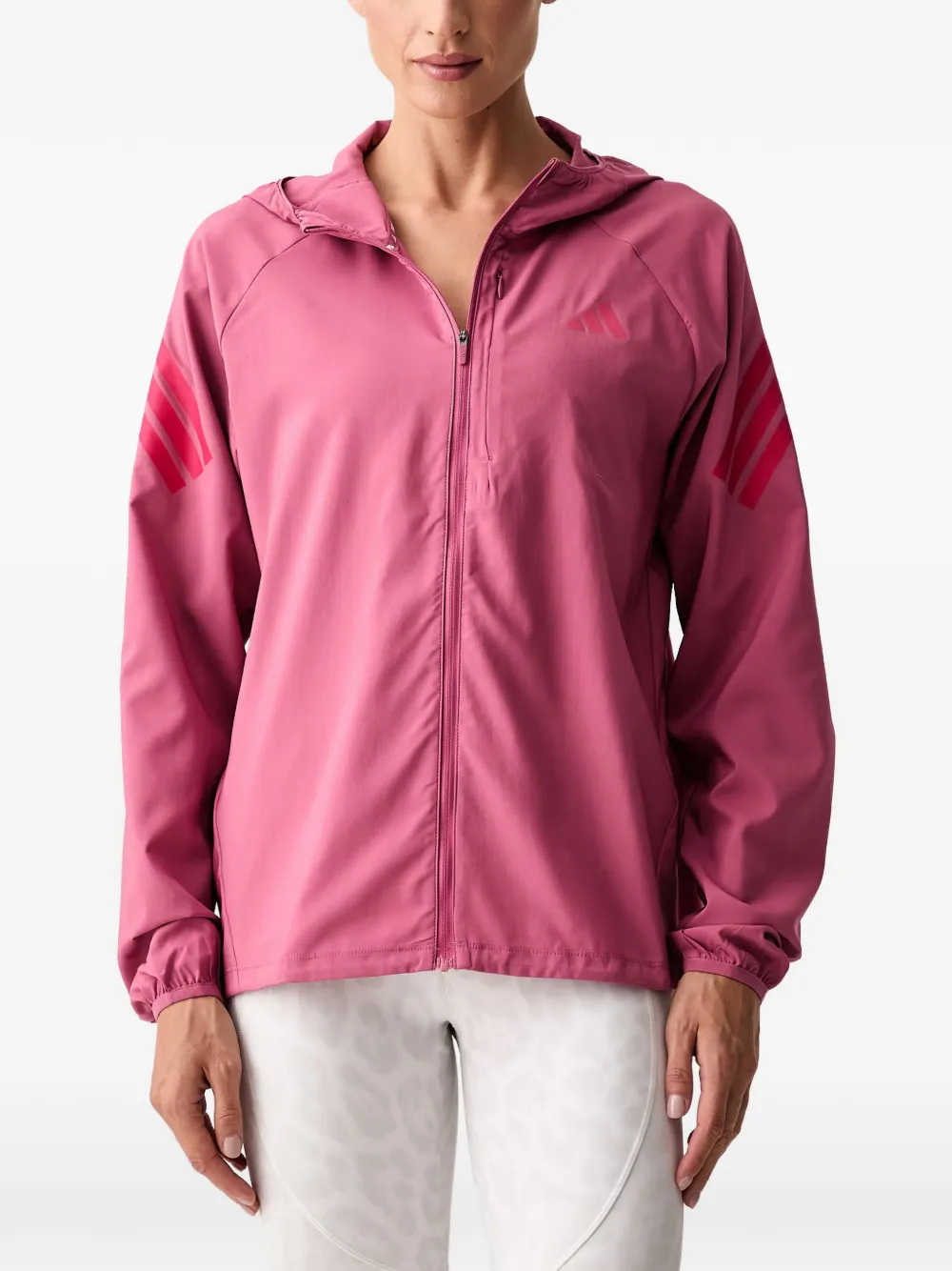 adidas hooded logo-print jacket Roze