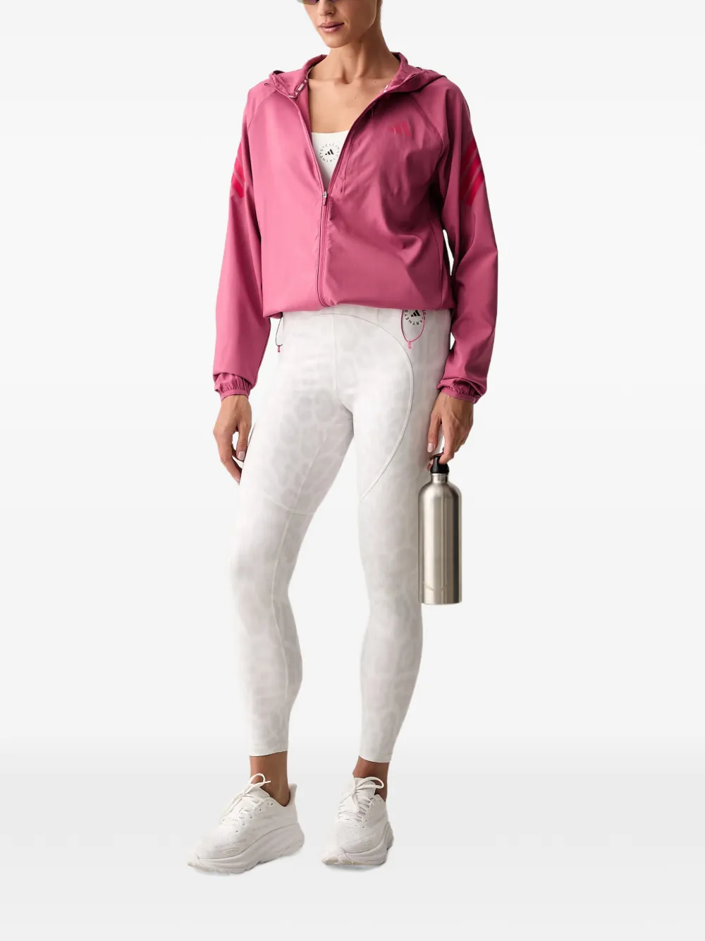 adidas hooded logo-print jacket Roze