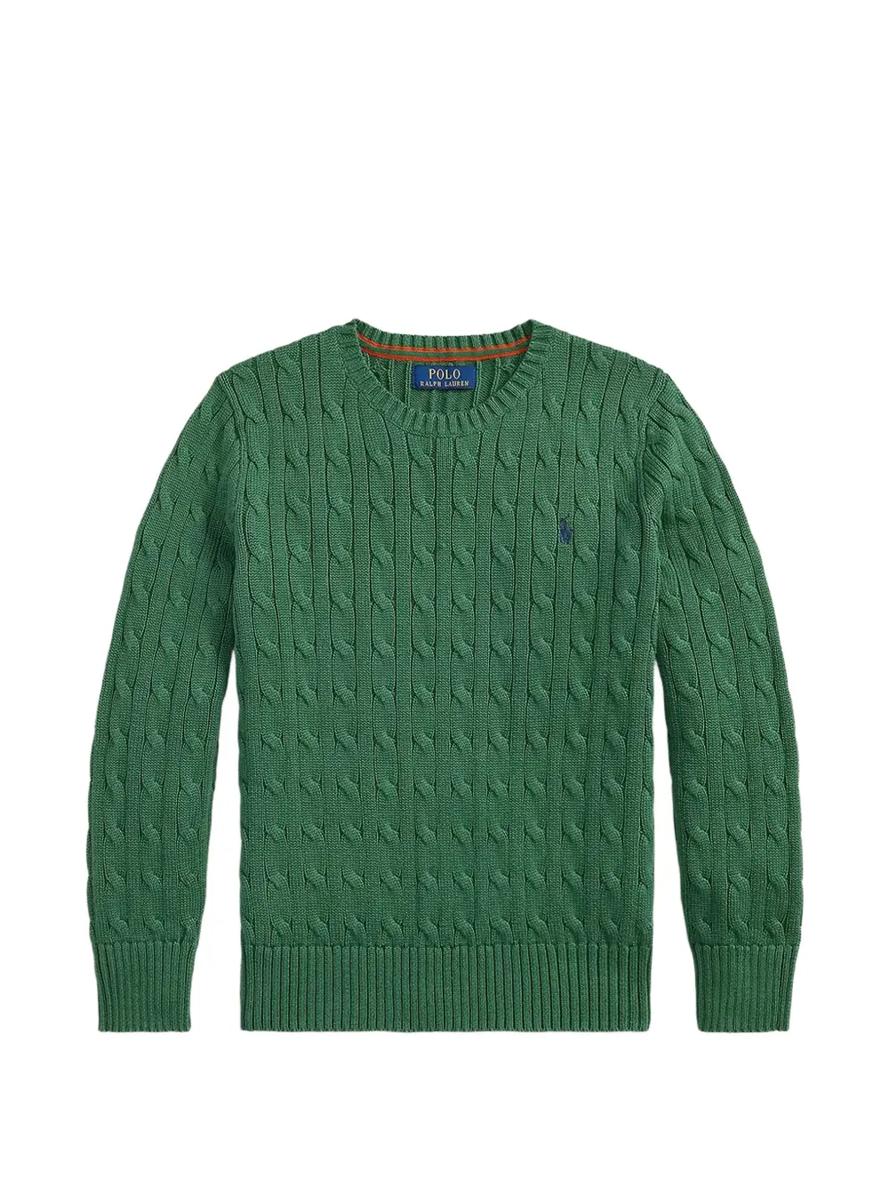 POLO RALPH LAUREN KIDS cable-knit embroidered-logo sweater - Verde
