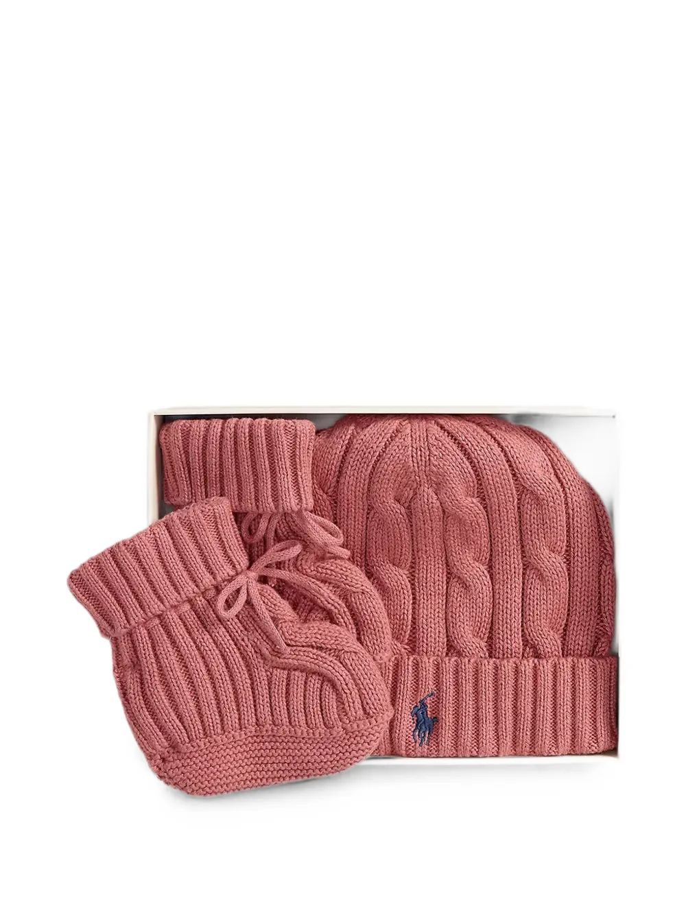 POLO RALPH LAUREN KIDS Kabelgebreide muts set Roze