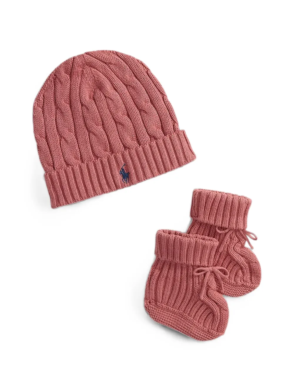 POLO RALPH LAUREN KIDS Kabelgebreide muts set Roze