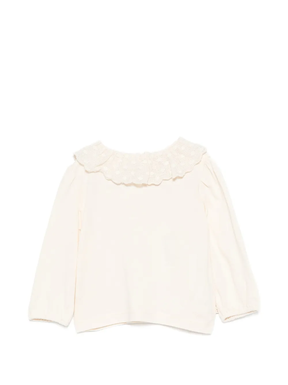 Bonton crochet-collar long-sleeve T-shirt - Toni neutri