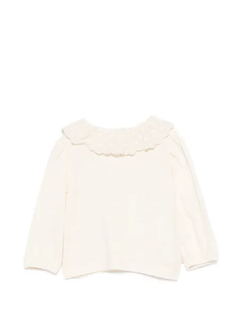 Bonton crochet-collar long-sleeve T-shirt