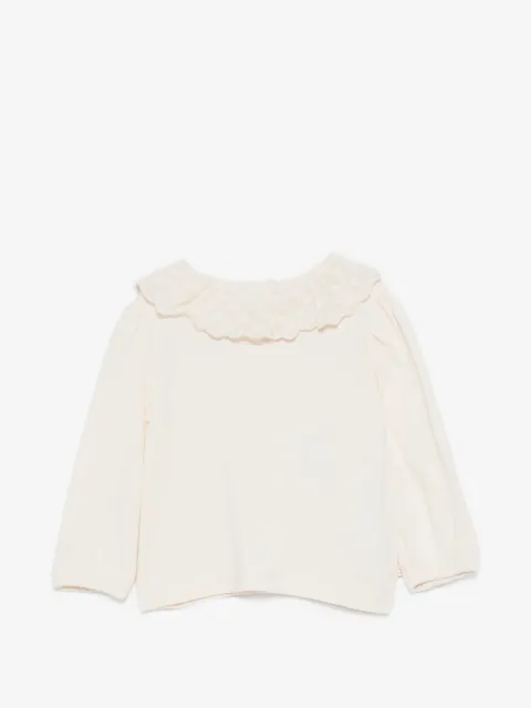 Bonton Camiseta mangas longas com gola de crochê