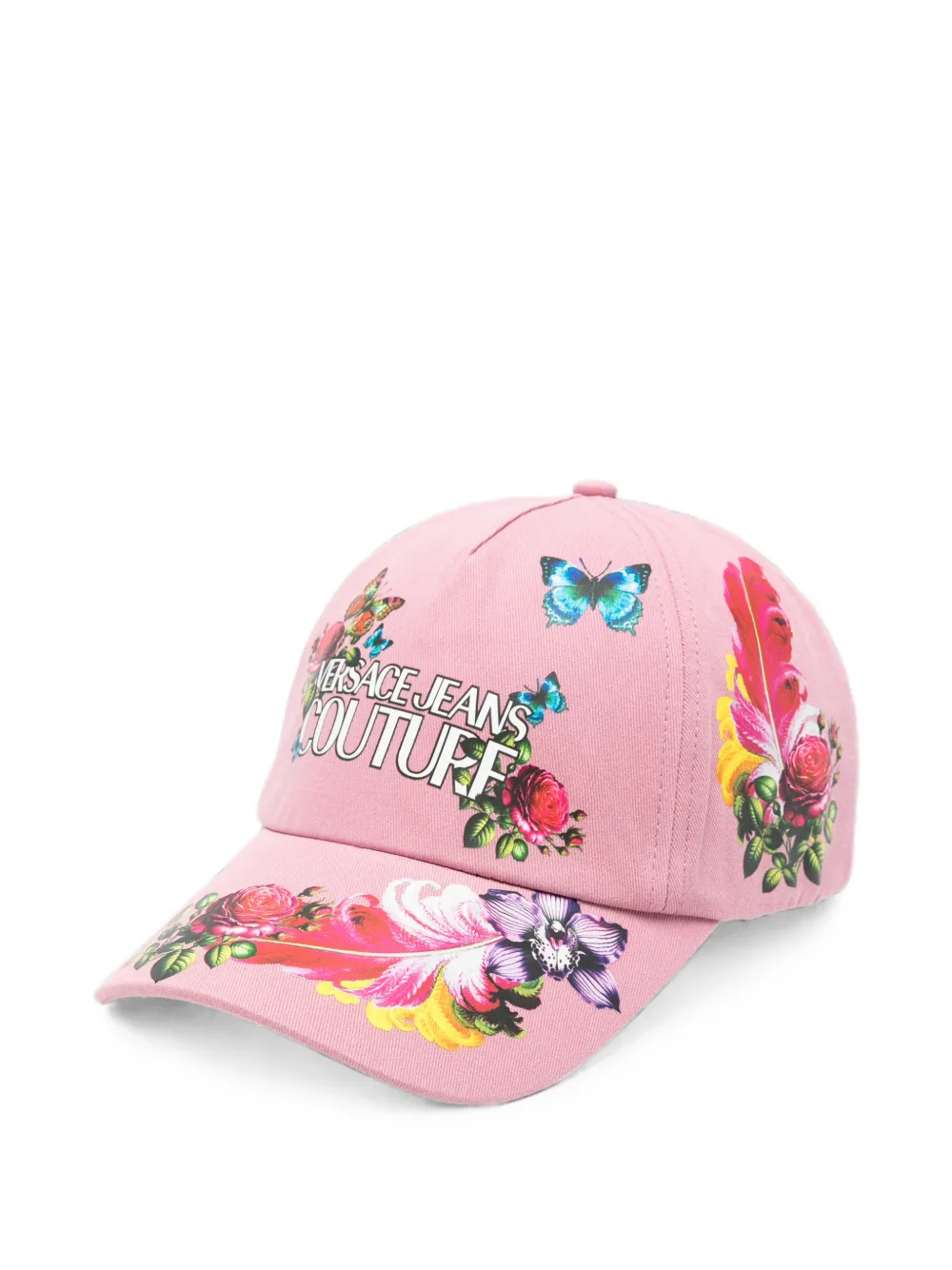 Versace Jeans Couture butterfly-print logo-patch baseball cap - Rosa
