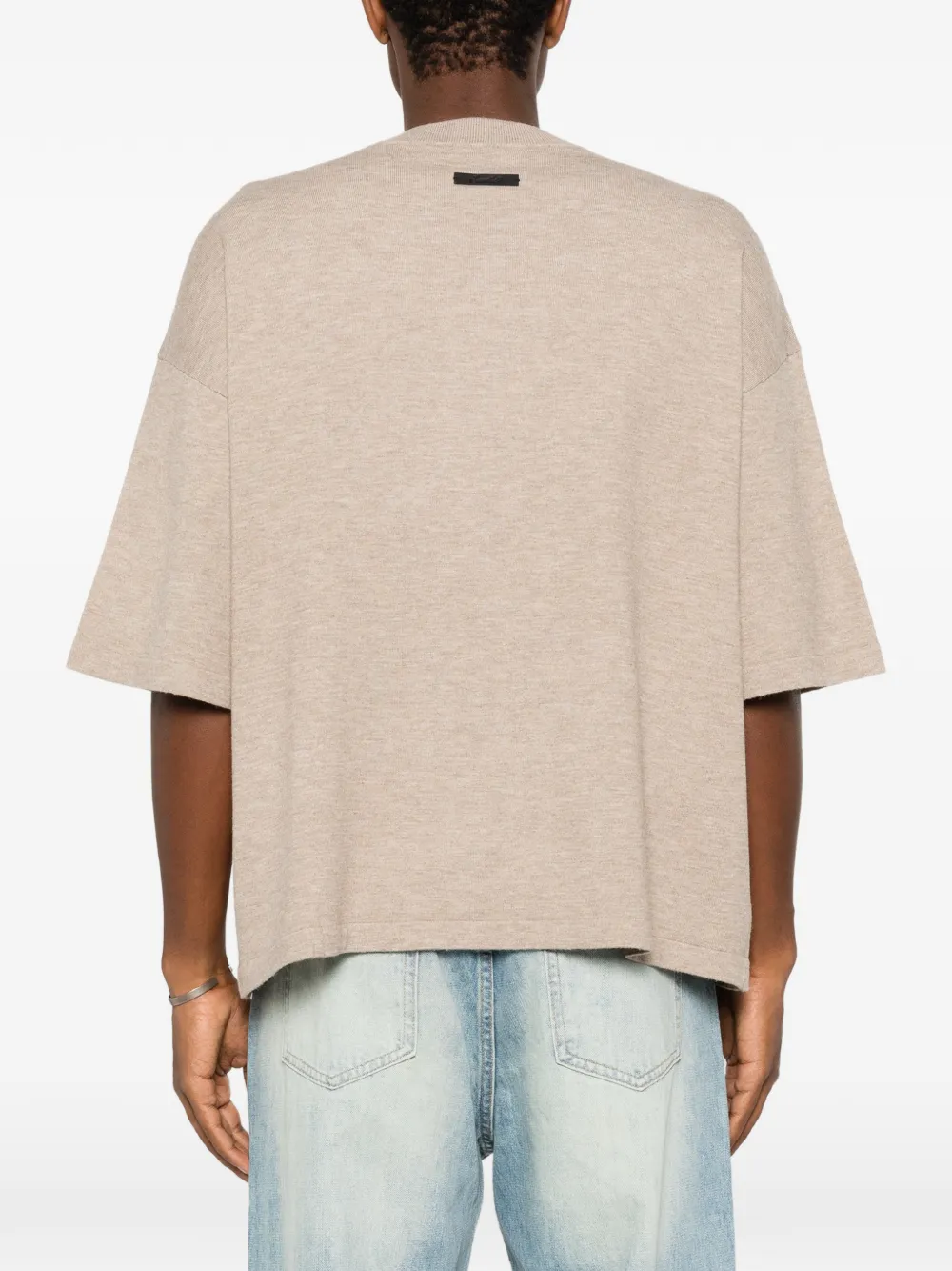 FEAR OF GOD ESSENTIALS T-shirt met logopatch en verlaagde schouders Beige