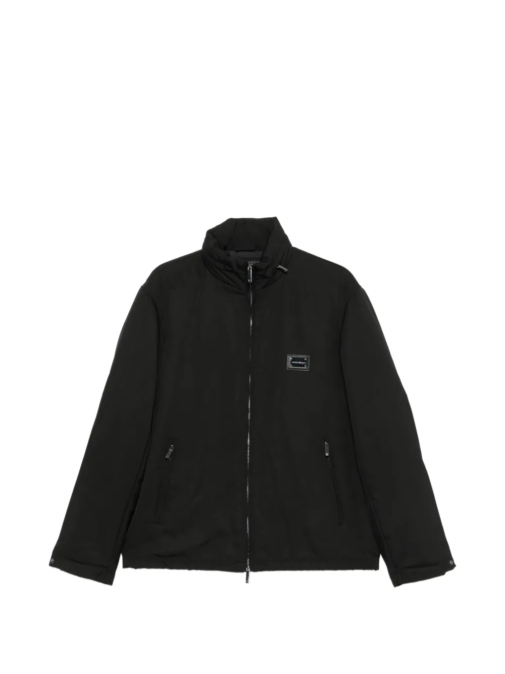 Emporio Armani logo-plaque high-neck jacket - Nero