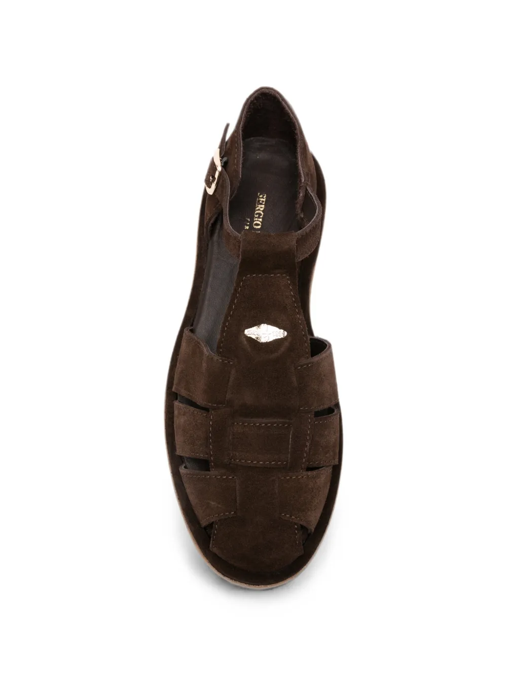 SERGIO MORETTI FIRENZE suede caged sandals Bruin
