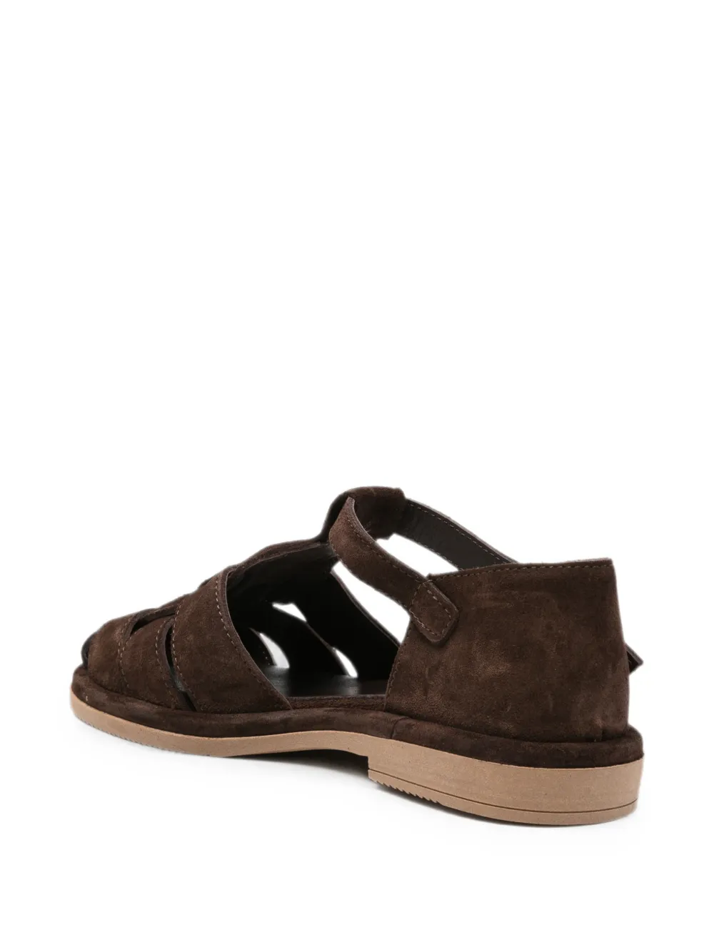 SERGIO MORETTI FIRENZE suede caged sandals Bruin