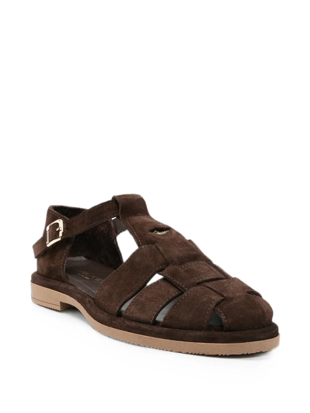 SERGIO MORETTI FIRENZE suede caged sandals Bruin
