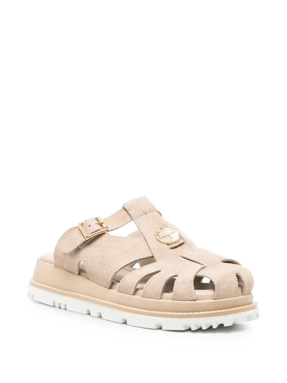 SERGIO MORETTI FIRENZE buckle-fastening cut-out sandals Beige