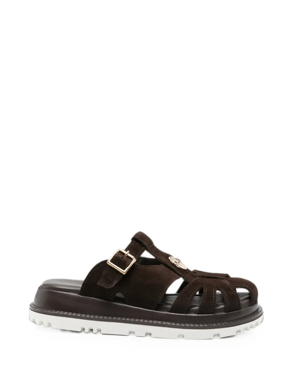 SERGIO MORETTI FIRENZE buckle-fastening cut-out sandals - Marrone