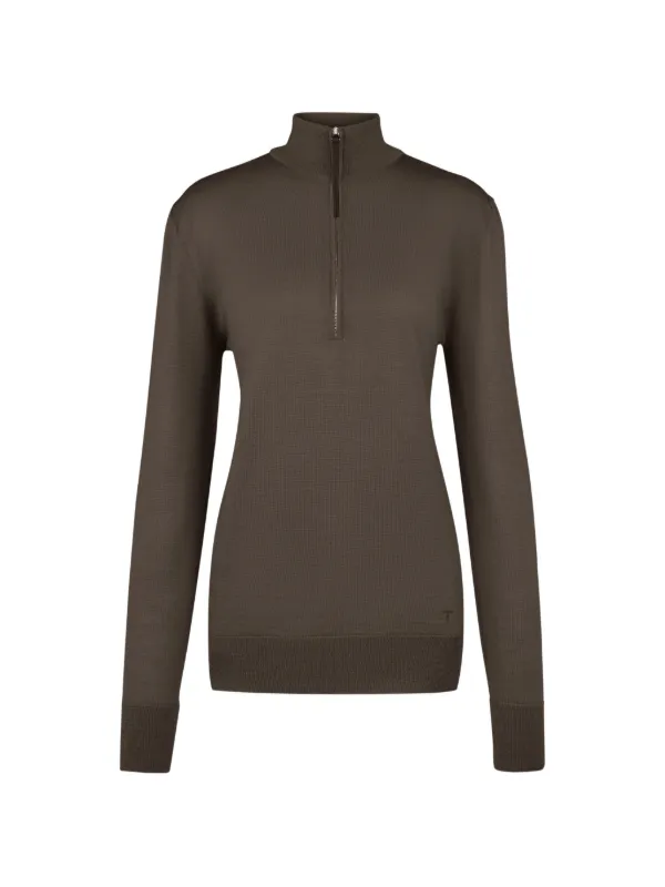 Tod's Half-zip Jumper in Cashmere and Silk in Brown