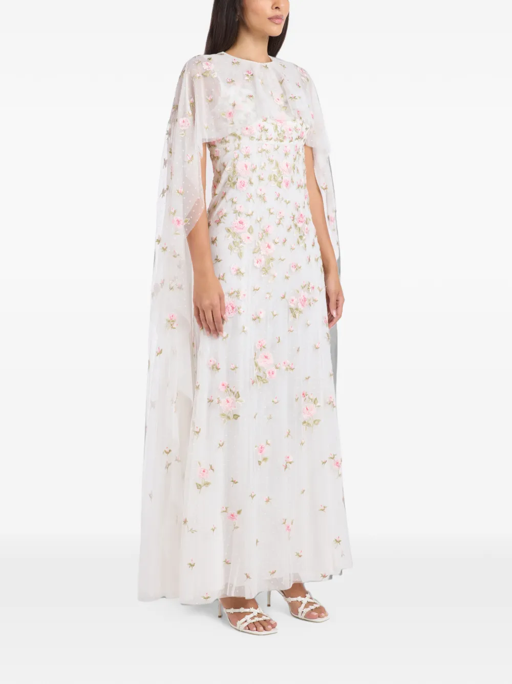 Needle & Thread Rose Bloom cape gown Wit