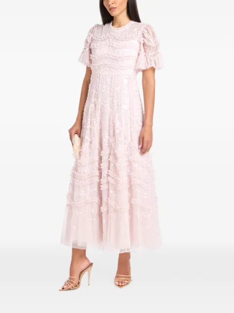 Needle & Thread Gianna ruffle-trimmed embroidered maxi dress