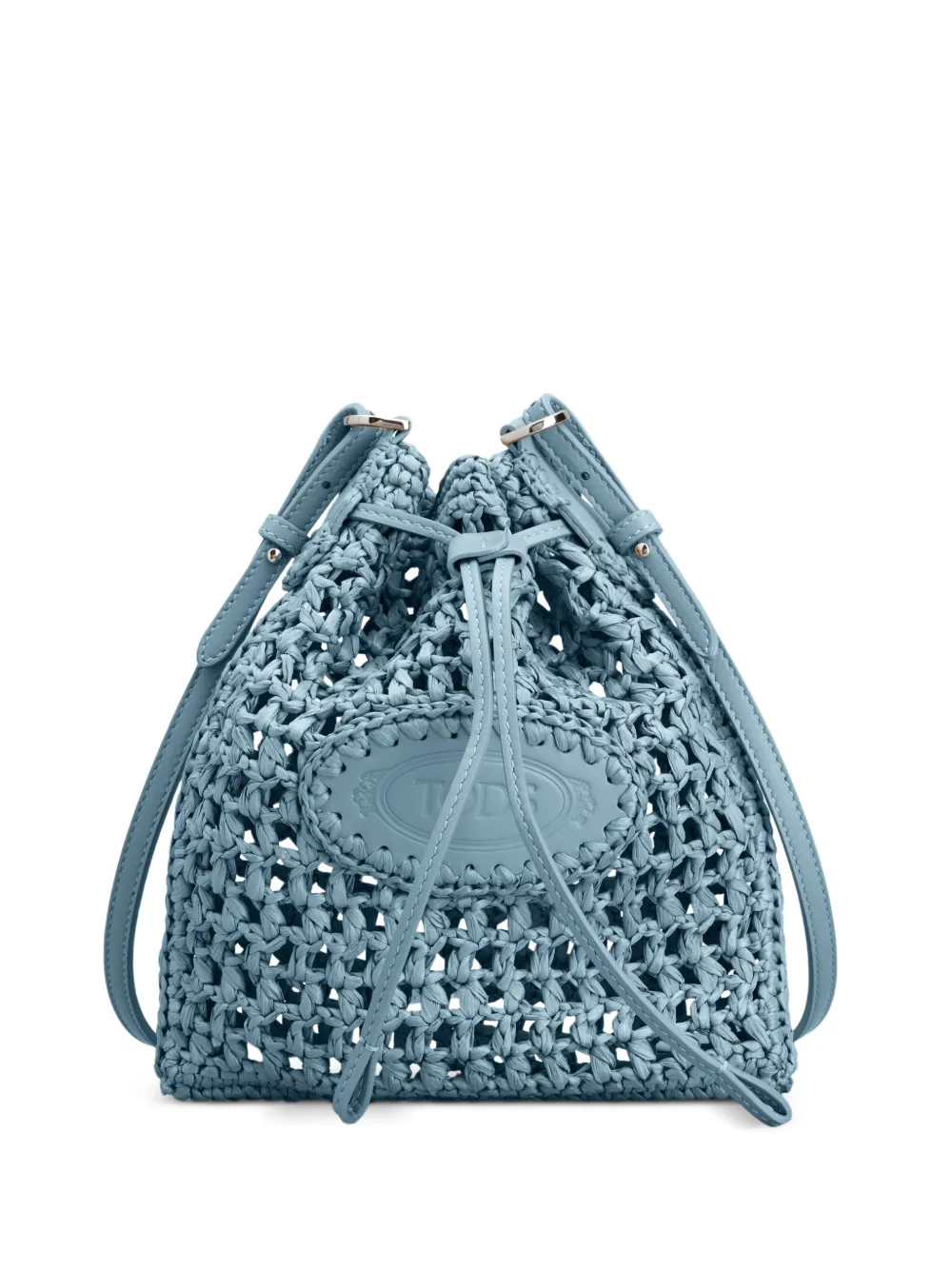 Tod's mini sac seau en raphia et cuir - Bleu Tod's mini sac seau en raphia et cuir - Bleu