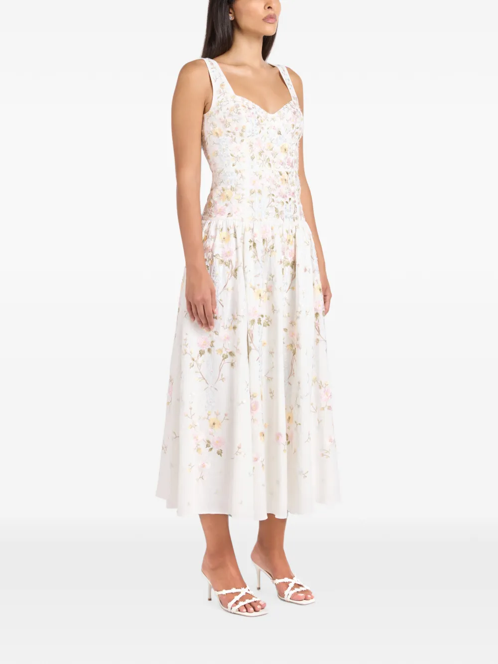 Needle & Thread Garden Rose sleeveless midi dress Wit