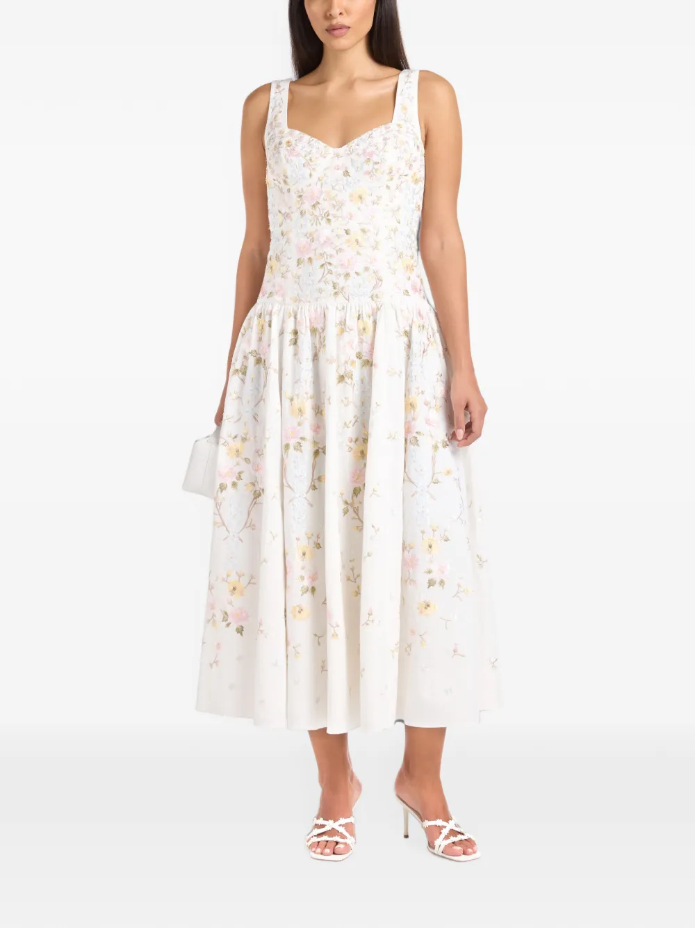 Needle & Thread Garden Rose Sleeveless Midi Dress In White