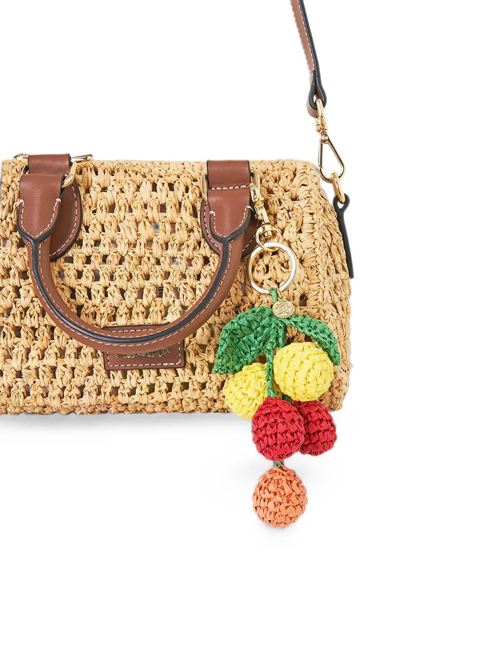 Camilla Va Vintage geweven shopper met leren afwerking Beige
