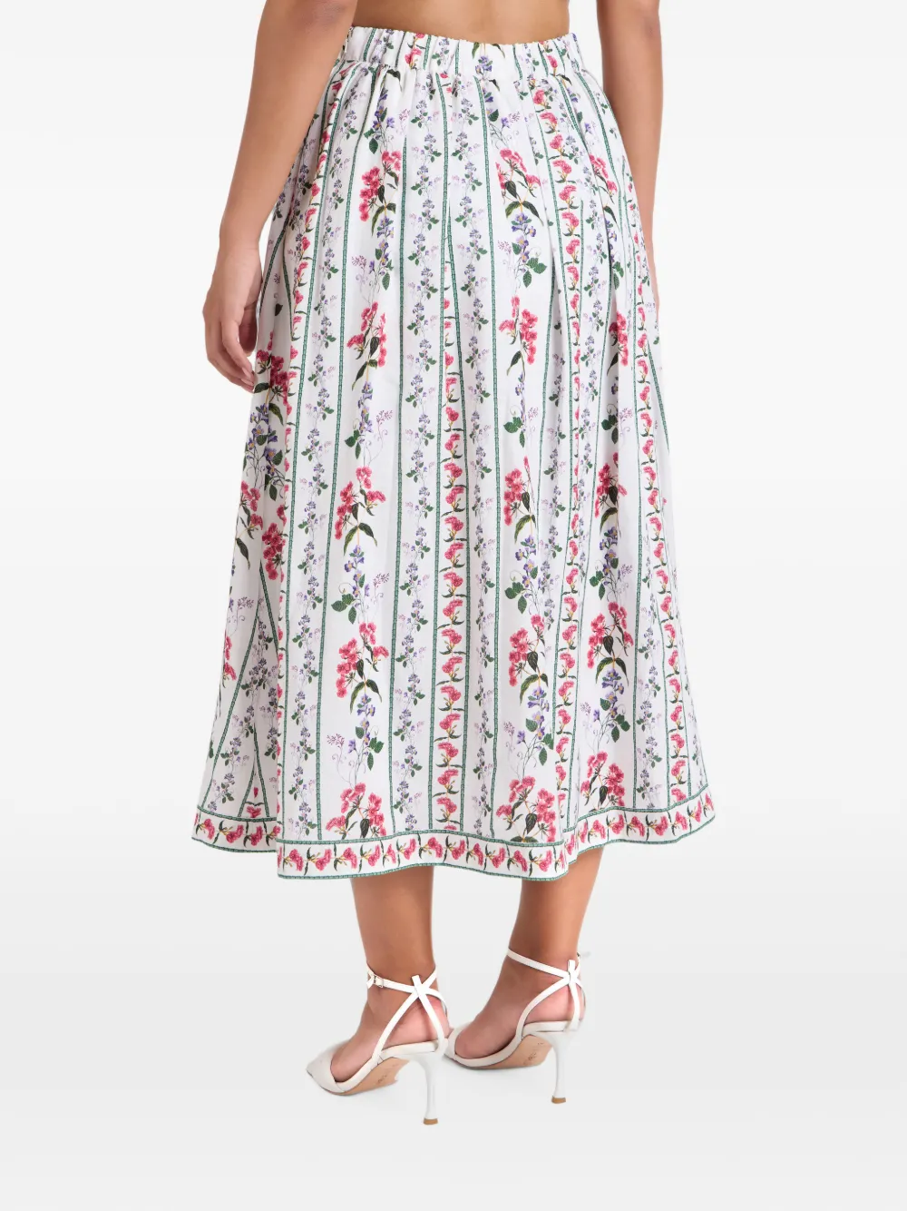 Hemant And Nandita Anya midi-plooirok met bloemen-print Wit
