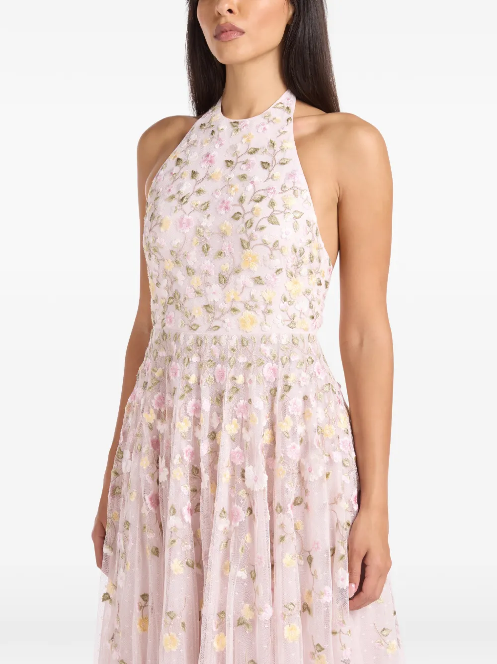 Needle & Thread Trailing Roses halter-neck midi dress Roze