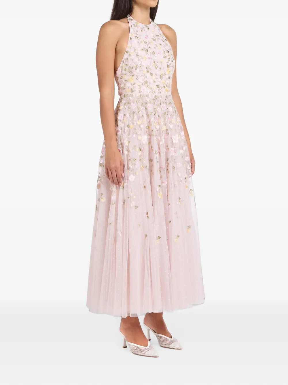 Needle & Thread Trailing Roses halter-neck midi dress Roze