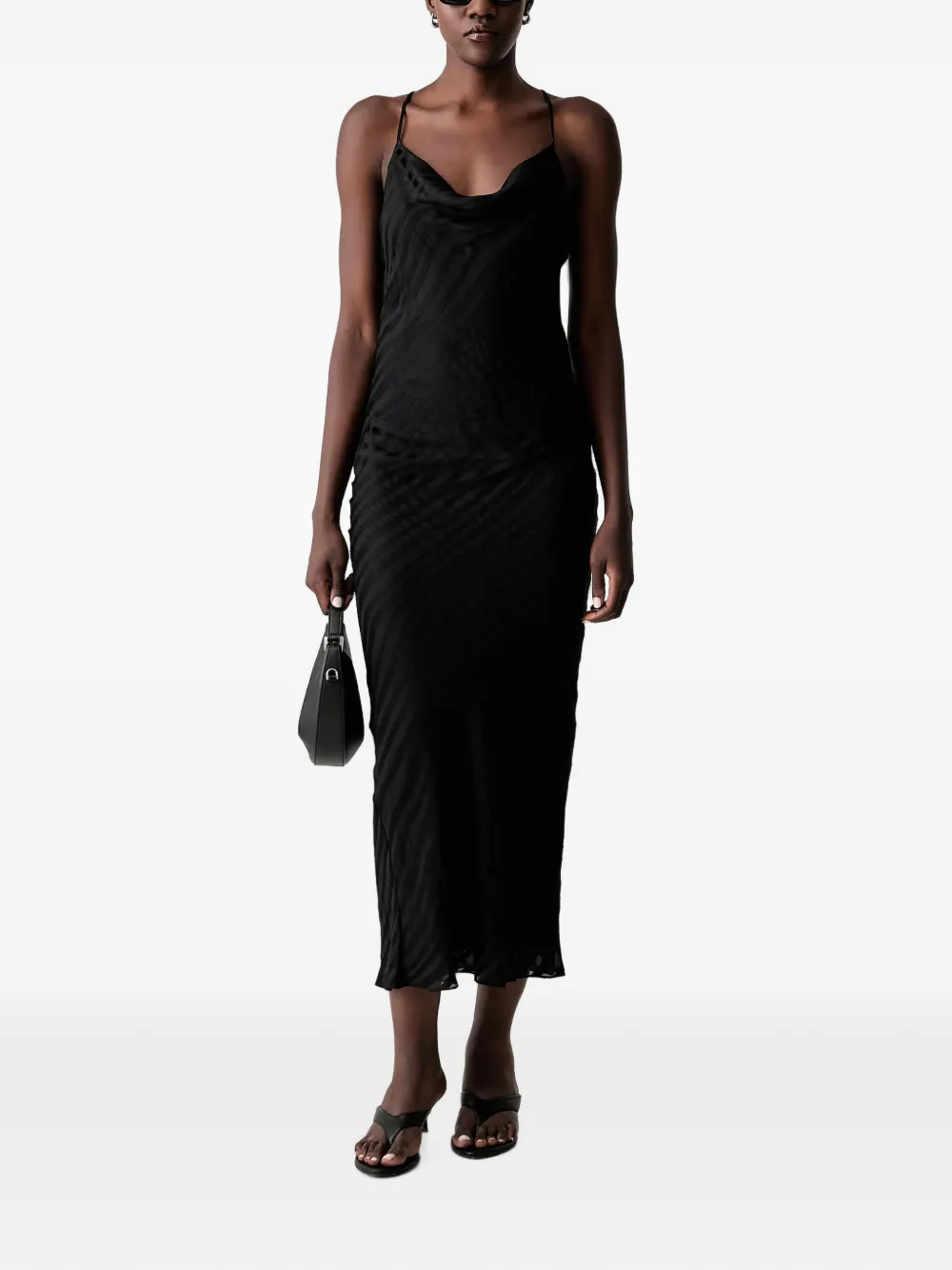 Patrizia Pepe zebra-pattern cowl-neck midi dress - Schwarz