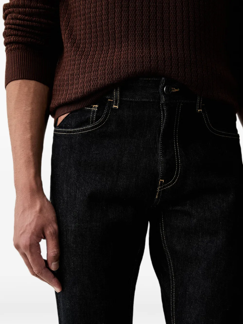 Trussardi 380 regular-fit jeans met contrasterende stiksels Blauw