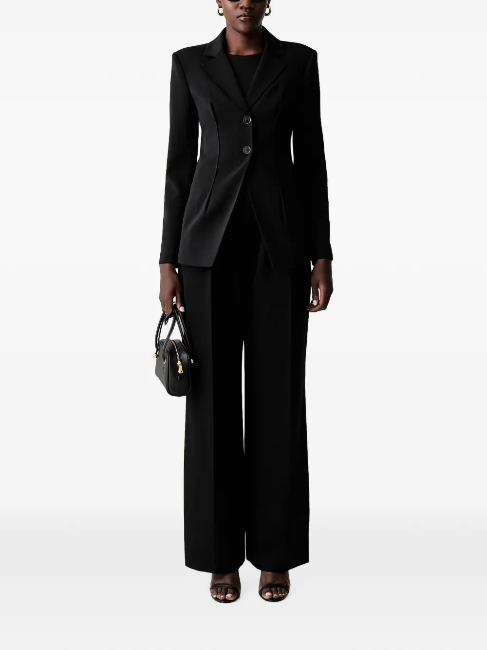 Patrizia Pepe Button-up blazer met Fly-detail Zwart