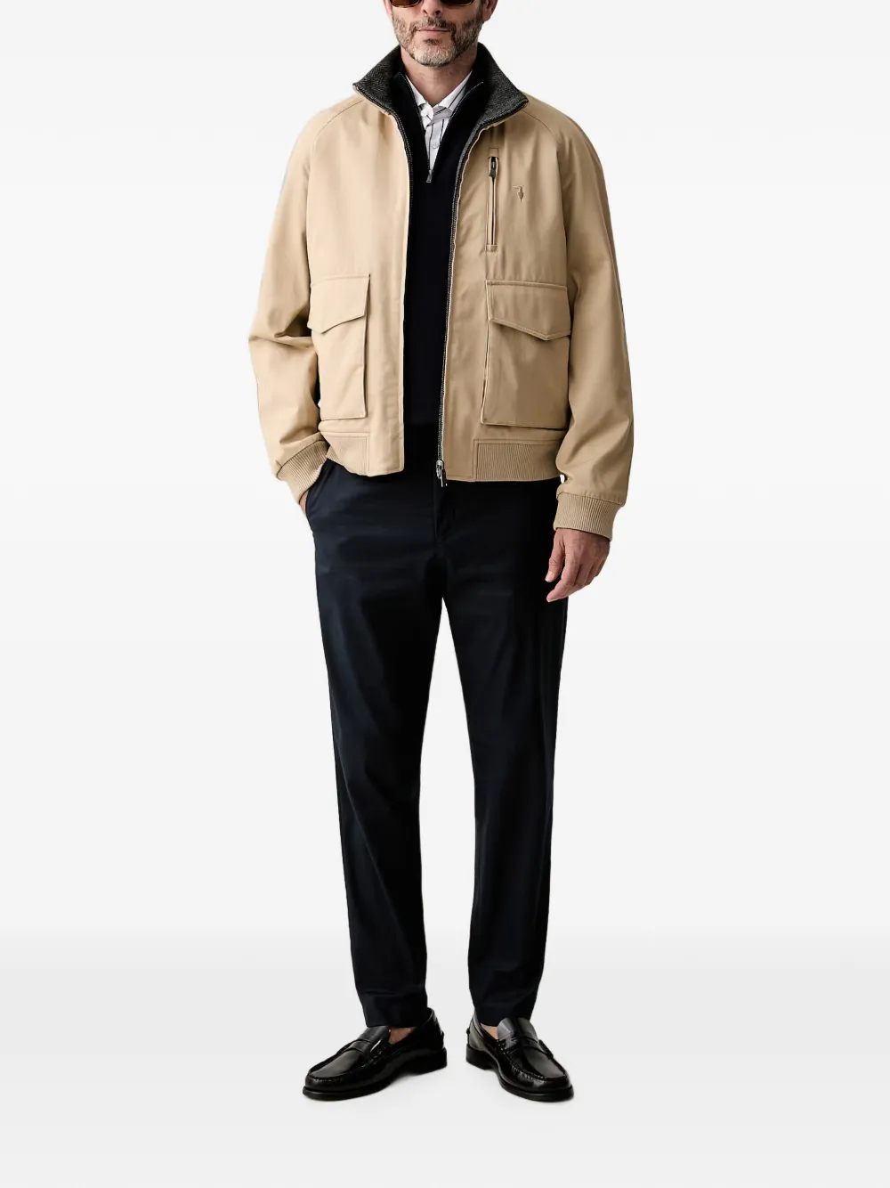 Trussardi Omkeerbaar jack met visgraatpatroon Beige