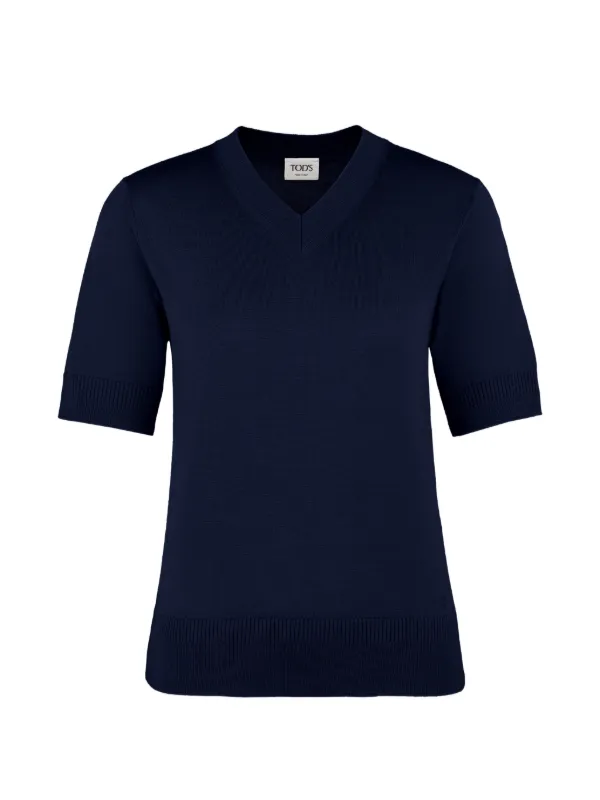 Tod's V-neck Short-sleeve T-shirt in Blue