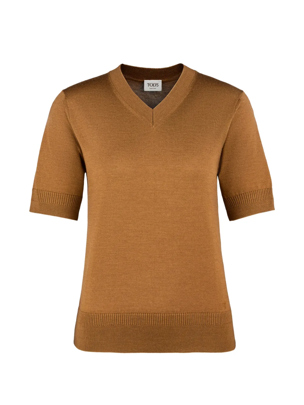 Tod's embroidered-logo V-neck T-shirt - Brown