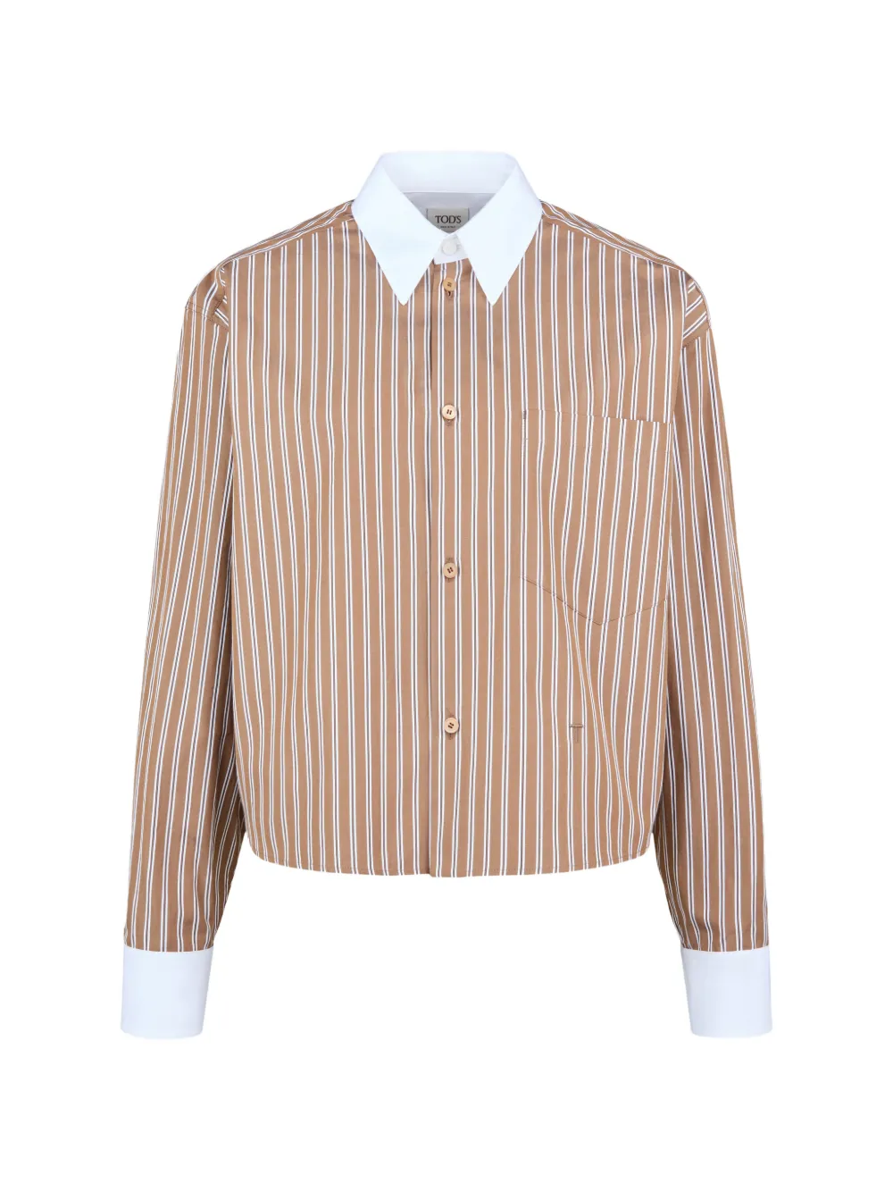 Tod's striped cropped shirt - Brown