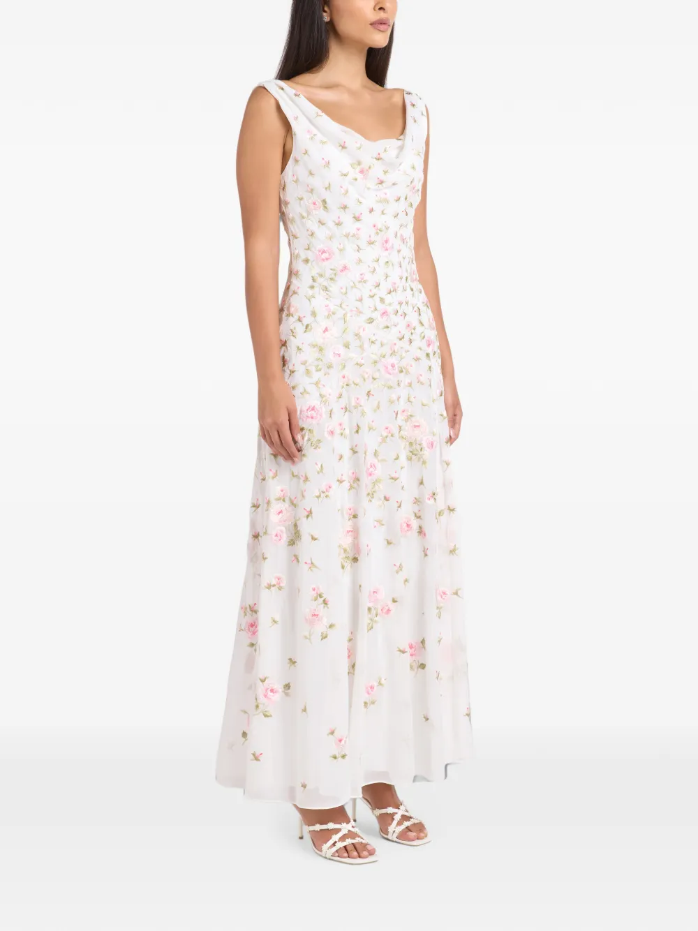 Needle & Thread Rose Bloom georgette maxi dress Wit