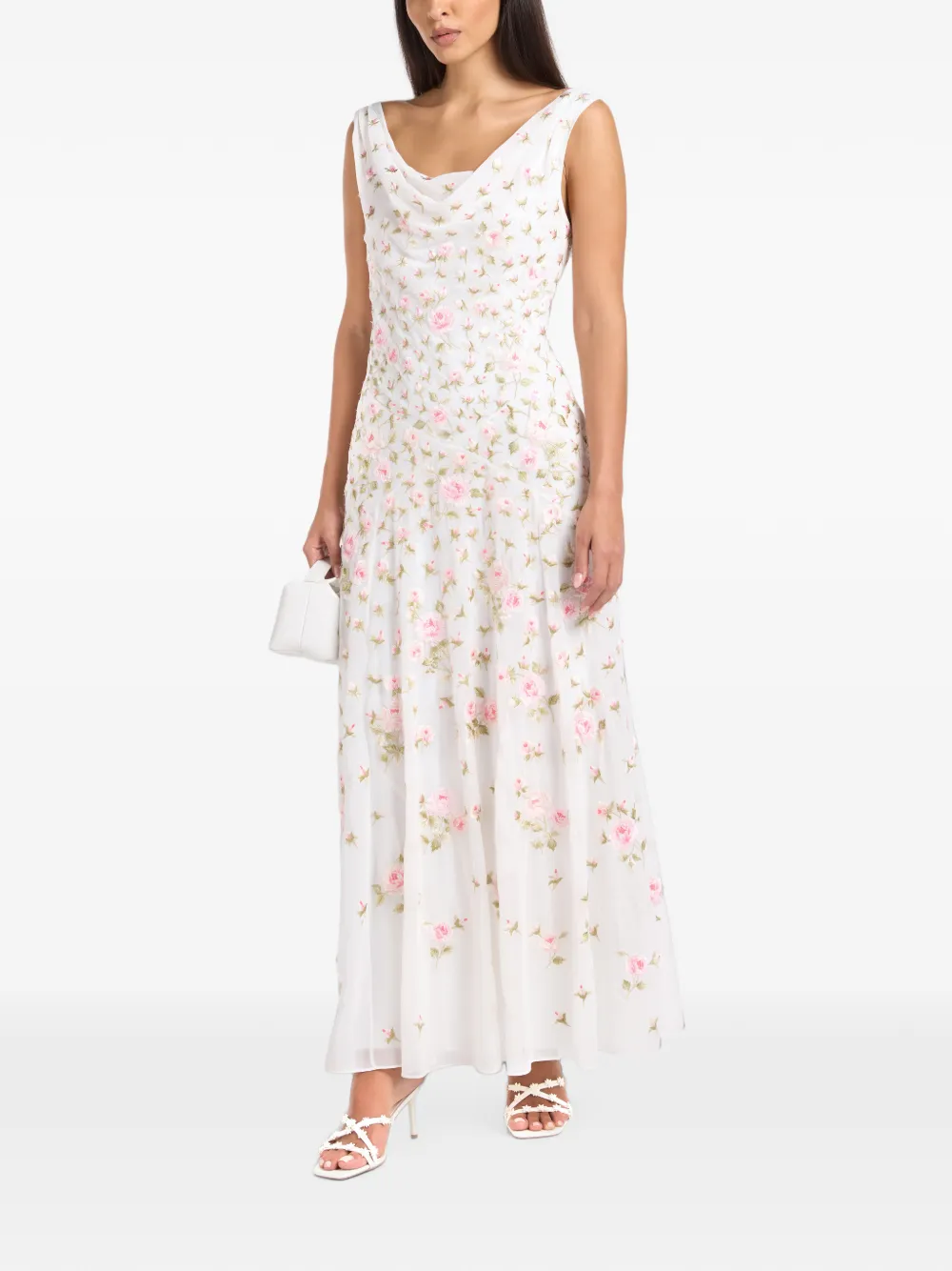 Needle & Thread Rose Bloom Georgette Maxi Dress In White