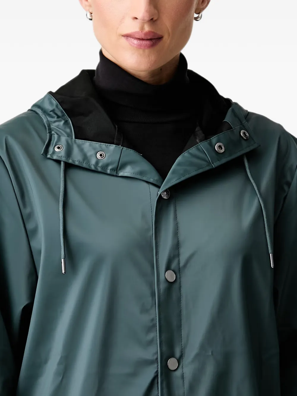 Rains Parka met capuchon en drukknopen Groen