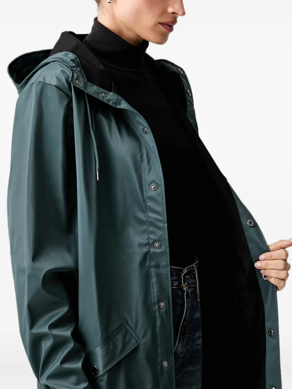 Rains Parka met capuchon en drukknopen Groen